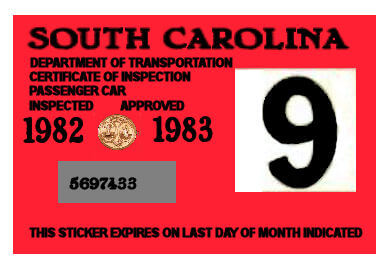 (image for) 1982-83 South Carolina INSPECTION Sticker